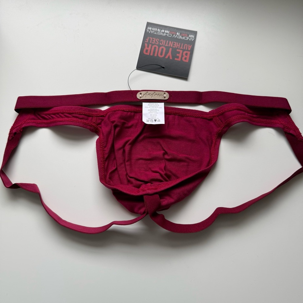 Andrew Christian XL jock maroon red sexy gay queer XLarge XL 35 36 37 38 NWT NEW - Picture 6 of 15
